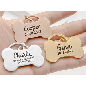 Personalized Stainless Steel Engraved Bone Shaped Dog Tag