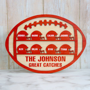 Personalized Great Catches American Footbal-Layered Wood Sign Stand Gift For Football Lovers