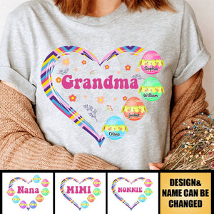 Personalized Easter Grandma With Kids Eggs Pure cotton T-shirt