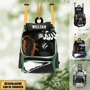 Personalized Baseball Bag Acrylic Christmas/Car Ornament