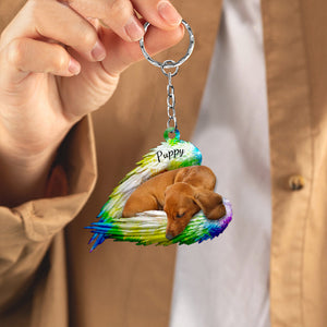 Personalized Dog Sleeping Angel Colorful Keychain