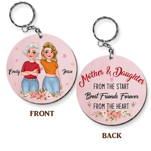 Personalized Mother And Daughter Friend wood Keychain