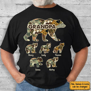 Personalized Gift For Grandpa For Papa Bear T-Shirt