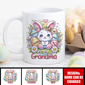 Personalized Cute Easter Bunny Grandma Mom Egg Kids Mug
