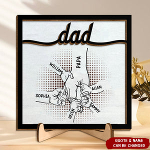 Personalized Dad Hand Bumps - Wooden Plaque