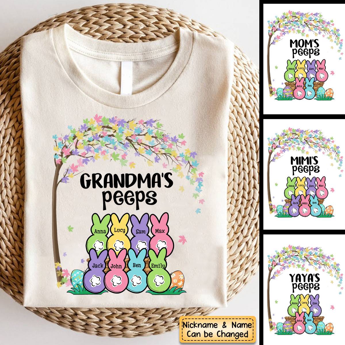 Personalized Easter Custom Grandma's Bunnies Pure Cotton T-Shirt