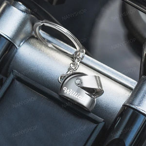 Personalized Name Motorcycle Helmet Keychain Gift for Biker