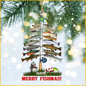 Fishing Merry Fishmas Personalized Christmas Acrylic Ornament