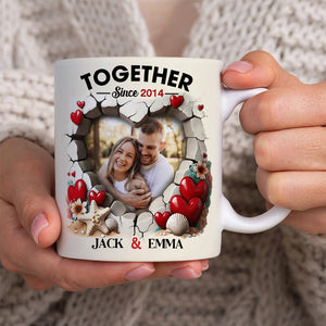 Personalized Custom Photo Heart Mug For Couple