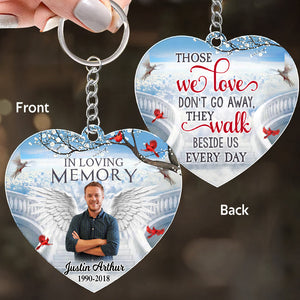 Personalized Memorial Photo Wings Heaven Keychain