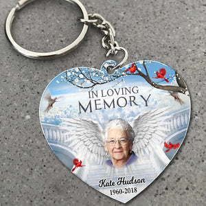 Personalized Memorial Photo Wings Heaven Keychain
