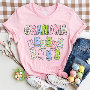Easter Bunny Grandma Holding Little Marshmallow Kids Personalized Pure Cotton T-shirt