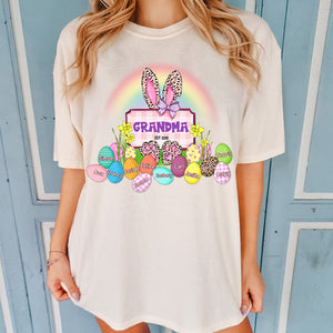 Personalized Grandma Easter Bunny Rainbow Eggs Pure Cotton T-Shirt