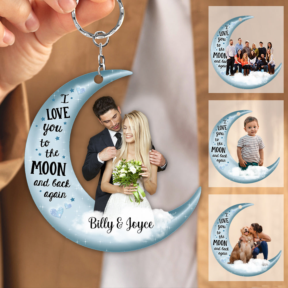 Personalized I love you to the moon and back again Family/Friends Photo Keychain
