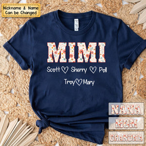 Personalized Grandma/Mom Floral Pure Cotton T-Shirt