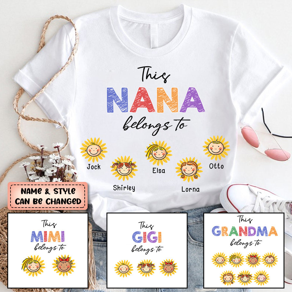 Personalized Mama Nana Mommy Belongs To Sunflower Kids T-shirt