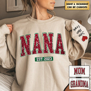 Glitter Grandma Mom Kids EST Year Personalized Sweatshirt