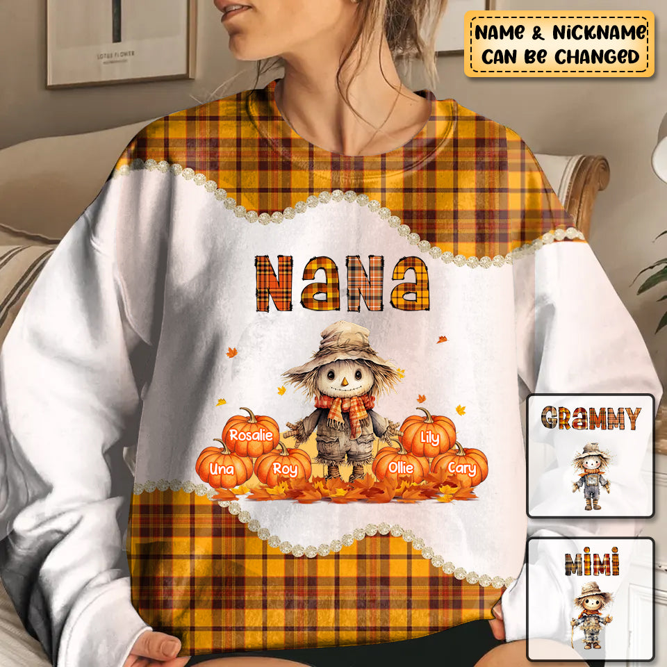 Personalized Fall Season Pumpkin Grammy's Little Pumpkins Dummy & Kid Names Sweatshirt