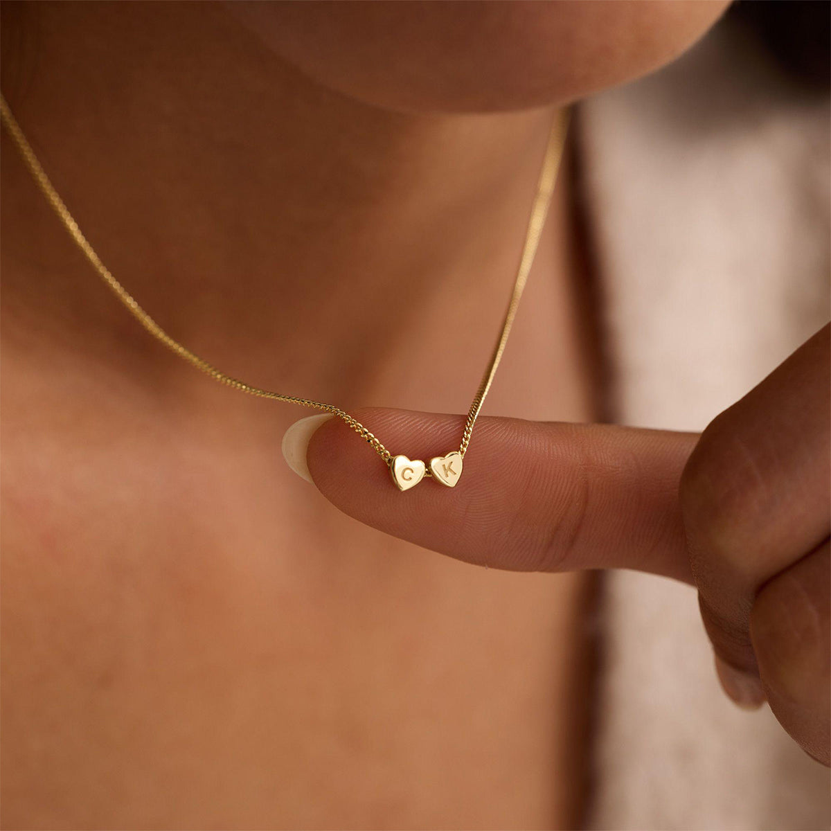 Personalized 3D Heart Charm Necklace, Minimalist Heart Pendent, Custom Initial Heart Necklace, Mother's Day Jewelry Gift for Her