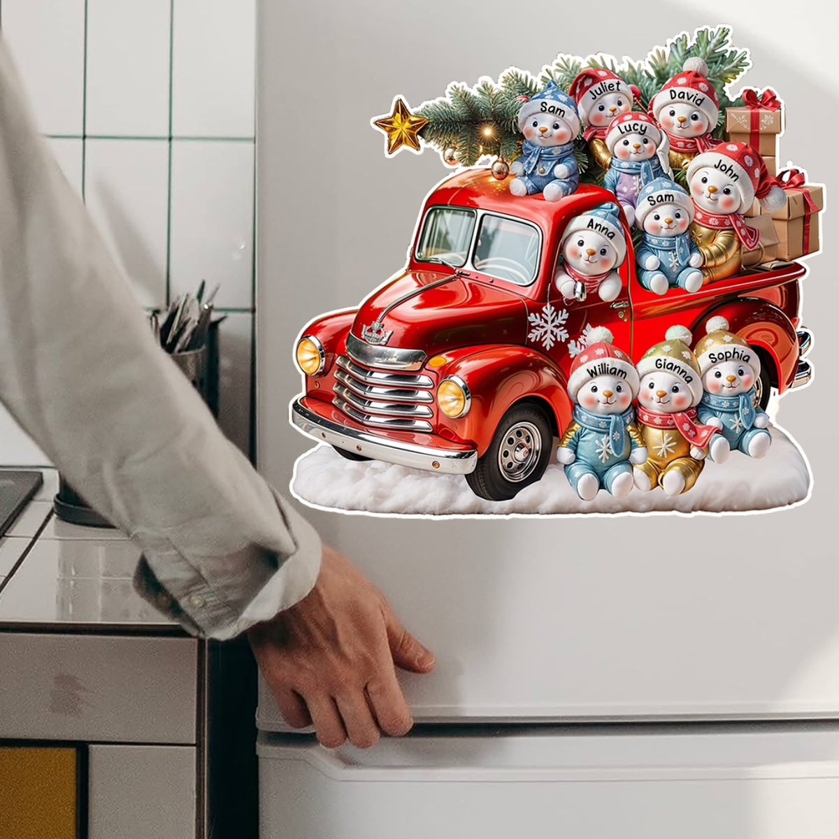 Wishing You A Merry Christmas - Family Personalized Truck Decal