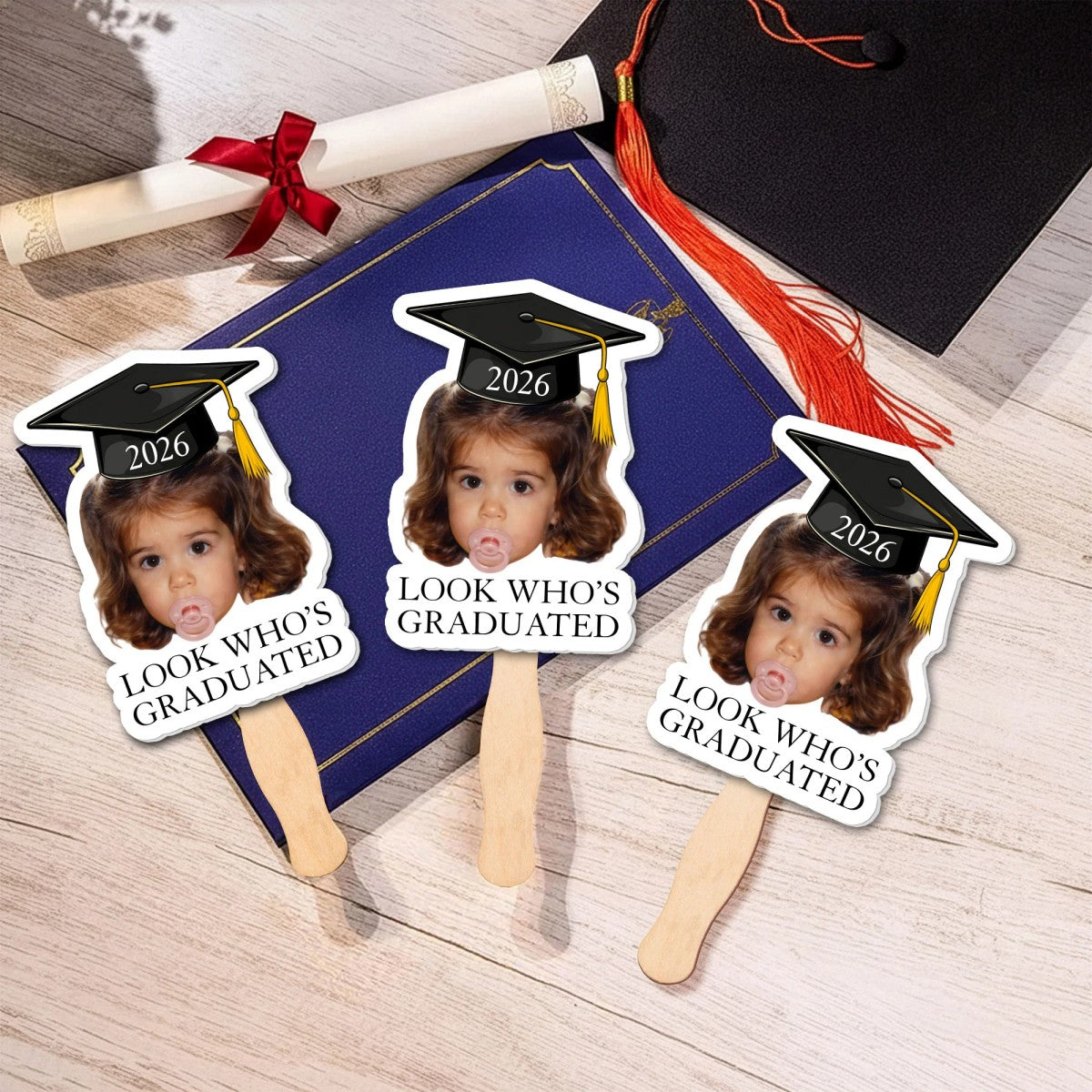 Custom Vintage Childhood Photo Graduation Gift - Personalized Graduation Fan