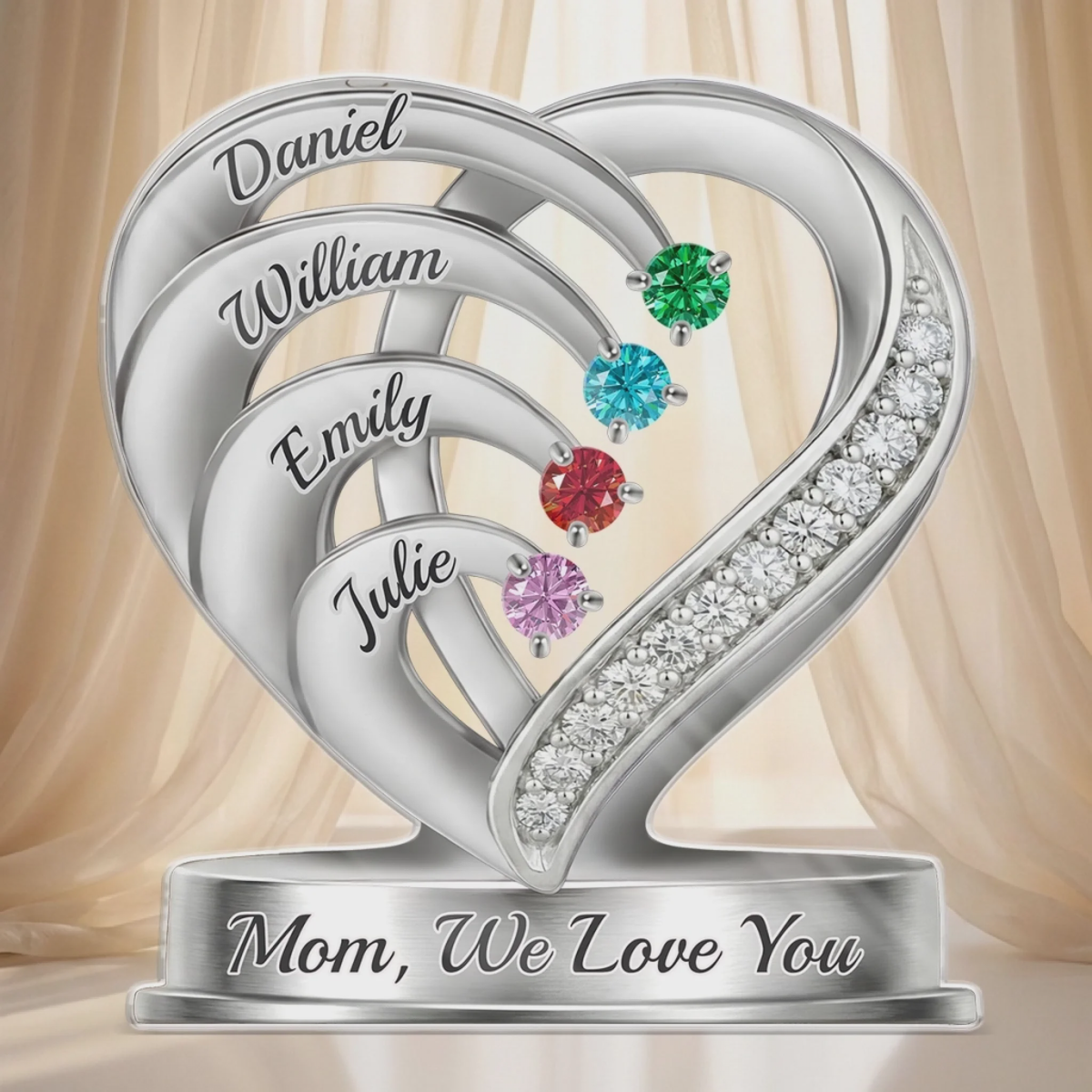 A Heart Full Of Sparkle - Personalized Birthstone Acrylic Plaque, Gifts For Mom, Grandma