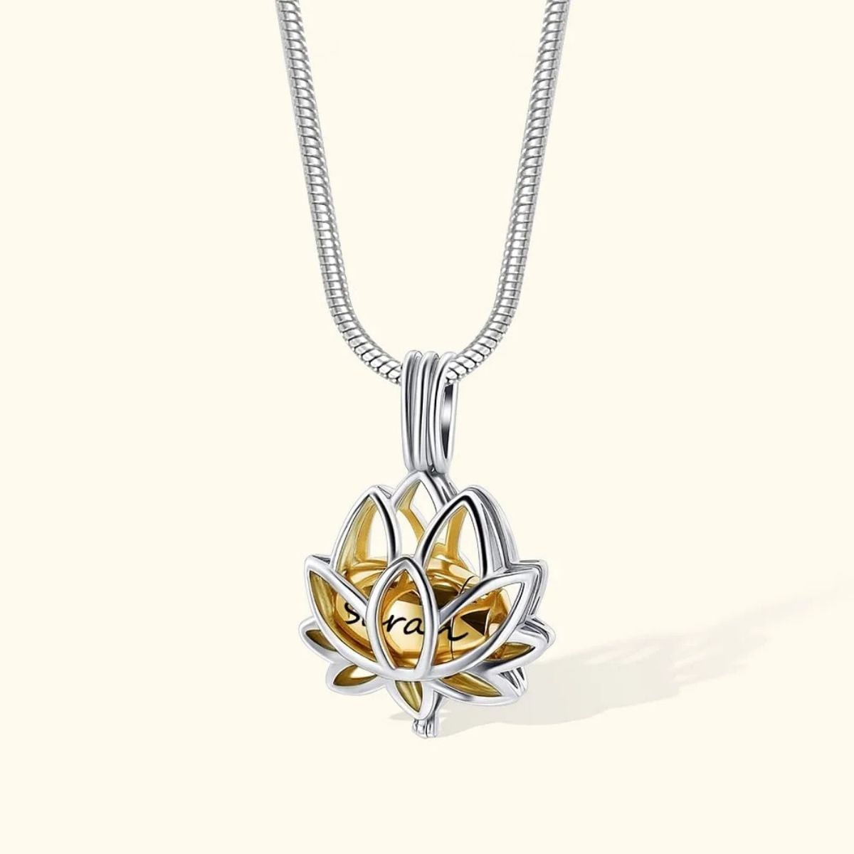 Personalized Lotus Flower with Mini Keepsake Urn Ashes Cremation Necklace Memorial Sympathy Gift for Loss of Loved One