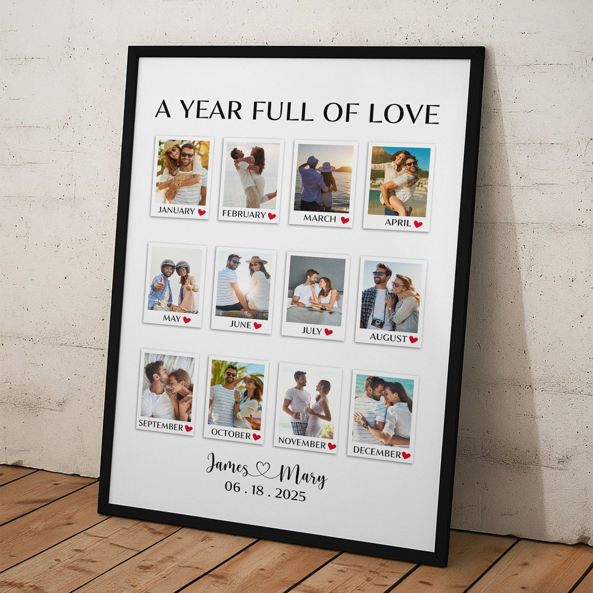 A Year Full Of Love Couple Anniversary Gift - Personalized Custom Photo Canvas Poster
