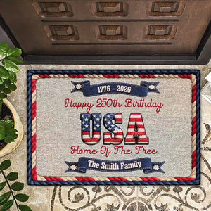 Happy America 250th Birthday - Stars And Stripes Personalized Doormat