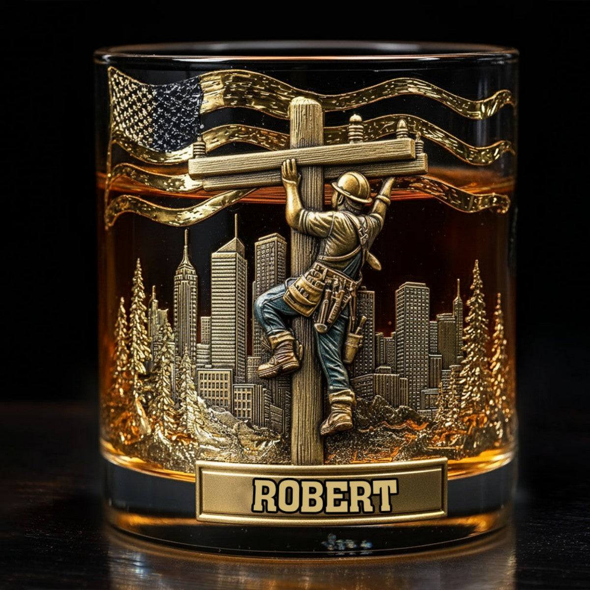 Lineman Glass - Personalized Lineman Whiskey Glass