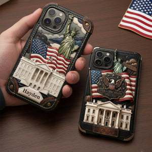 American 250th Anniversary - Personalized Leather Phone Case