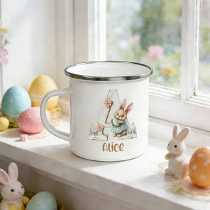 Personalized Name Bunny & Floral Alphabet Easter Mug