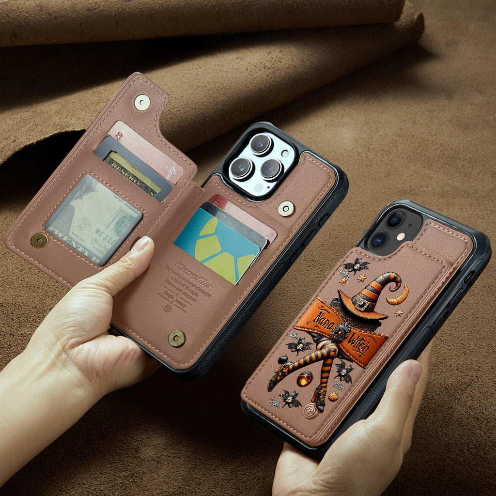 Halloween Gift For Grandma, Mama Witch - Personalized Mother Wallet Phone Case
