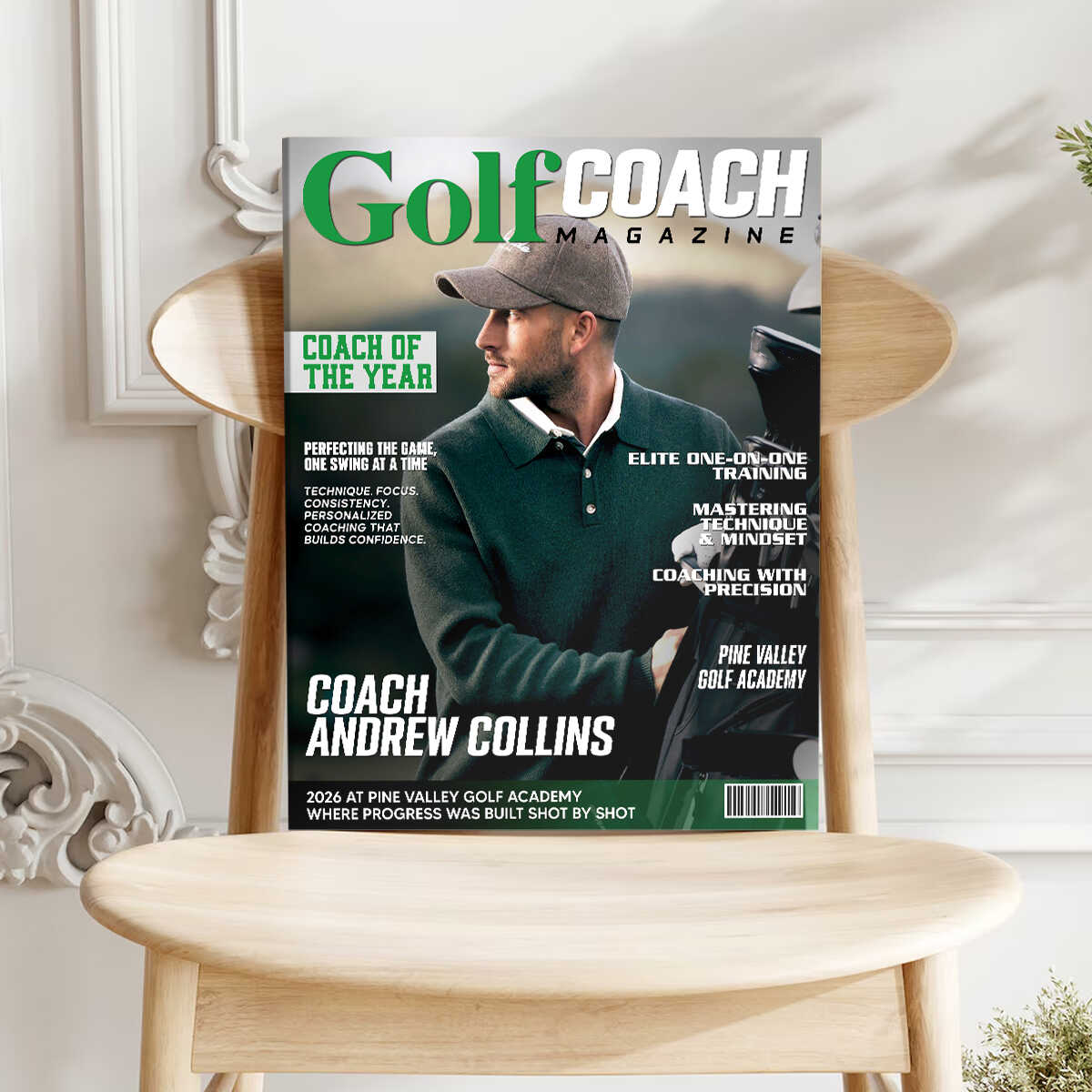 Personalized Golf Coach Magazine Cover Canvas Golf Lover Gift