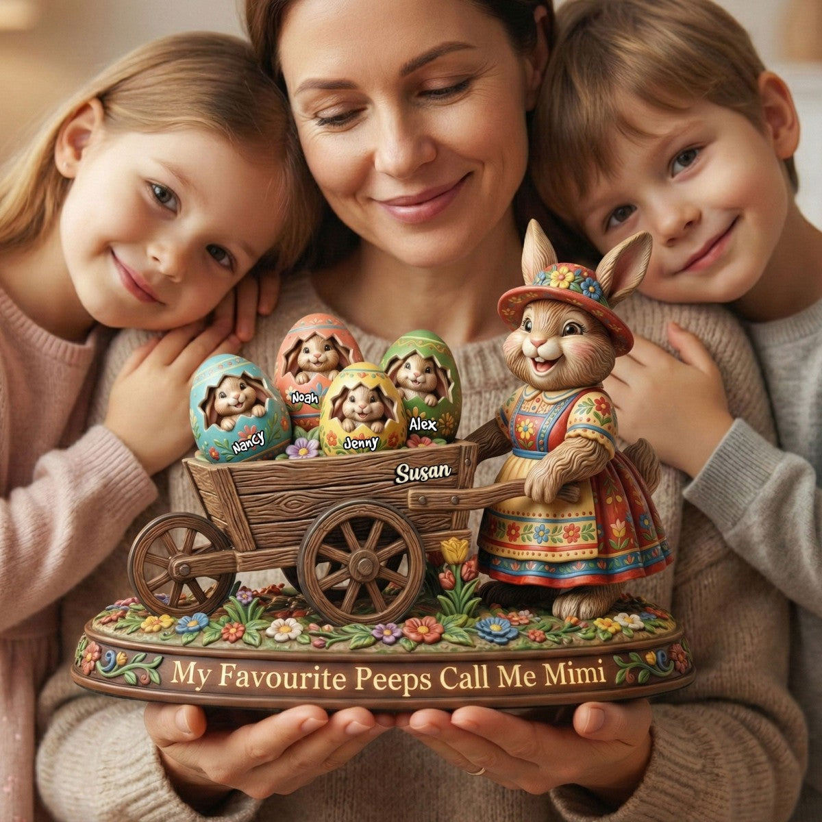 Easter Day Bunny Acrylic Plaque - Personalized Gifts For Grandma, Mommy Plaque