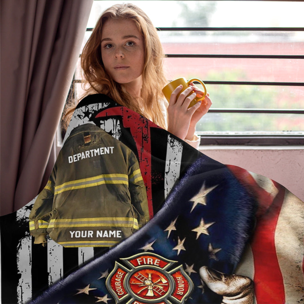 Firefighter Armor Proud Firefighter Personalized Blanket Gifts for Firefighter Fireman