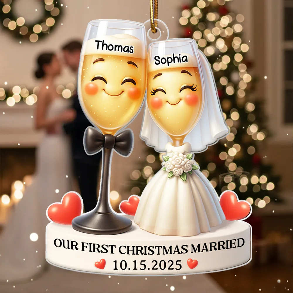 Our First Christmas Married - Personalized Acrylic Ornament - Christmas Gift for Couple, for Wife, for Husband