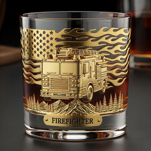 Firefighter Fire Dept, Personalized Whiskey Glass, Gift For Firefighter Retirees and Active Duty