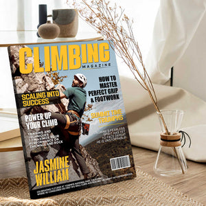 Personalized Climbing Magazine Cover Canvas , Custom Adventure Magazine Cover, Unique Gifts For Climbing Lover