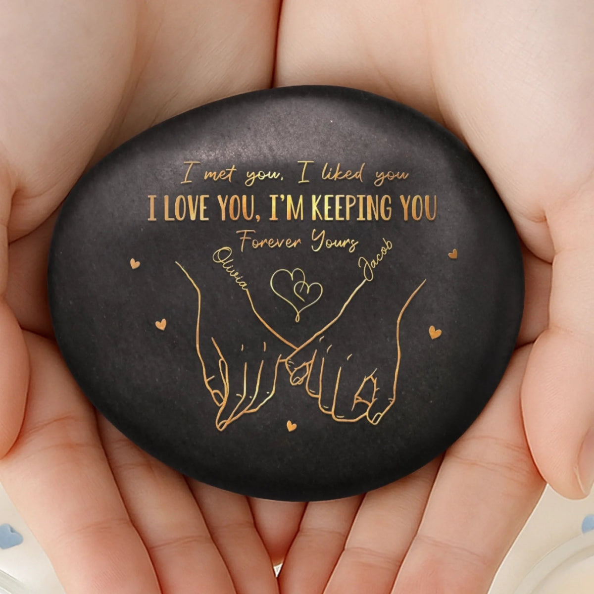 Custom Printed Rock - Personalized Anniversary Wedding Gifts For Husband And Wife, Him And Her