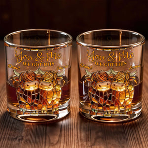You & Me, We Got This Mosaic Cows Glass, Personalized Whiskey Glass, Gift For Couples