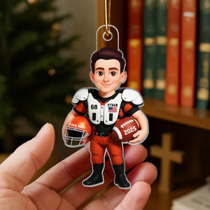 Proud American Football Player - Personalized Acrylic Ornament - Gift For Football Lovers, Grandson, Son, Husband
