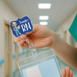 Custom Cheerful Cartoon Nurse Badge Reel,Acrylic Badge Reel,Gift For Nurses and Healthcare Workers