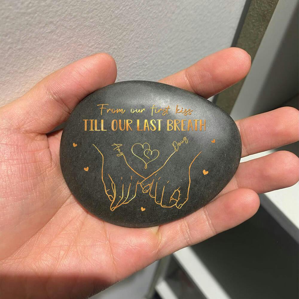 Custom Printed Rock - Personalized Anniversary Wedding Gifts For Husband And Wife, Him And Her