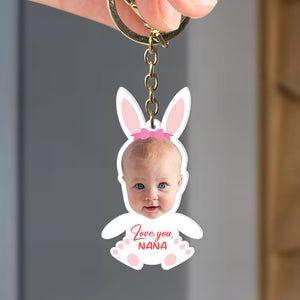 Custom Photo Little Bunny Kid Personalized Gifts For Grandma Keychain Easter Gifts