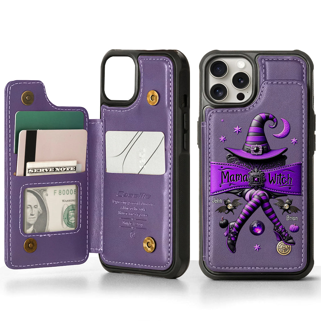 Halloween Gift For Grandma, Mama Witch - Personalized Mother Wallet Phone Case