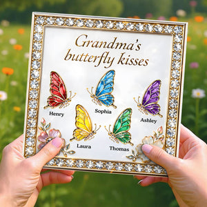 Grandma's Butterfly Kisses - Personalized Acrylic Block Plaque, Mother's Day Gift