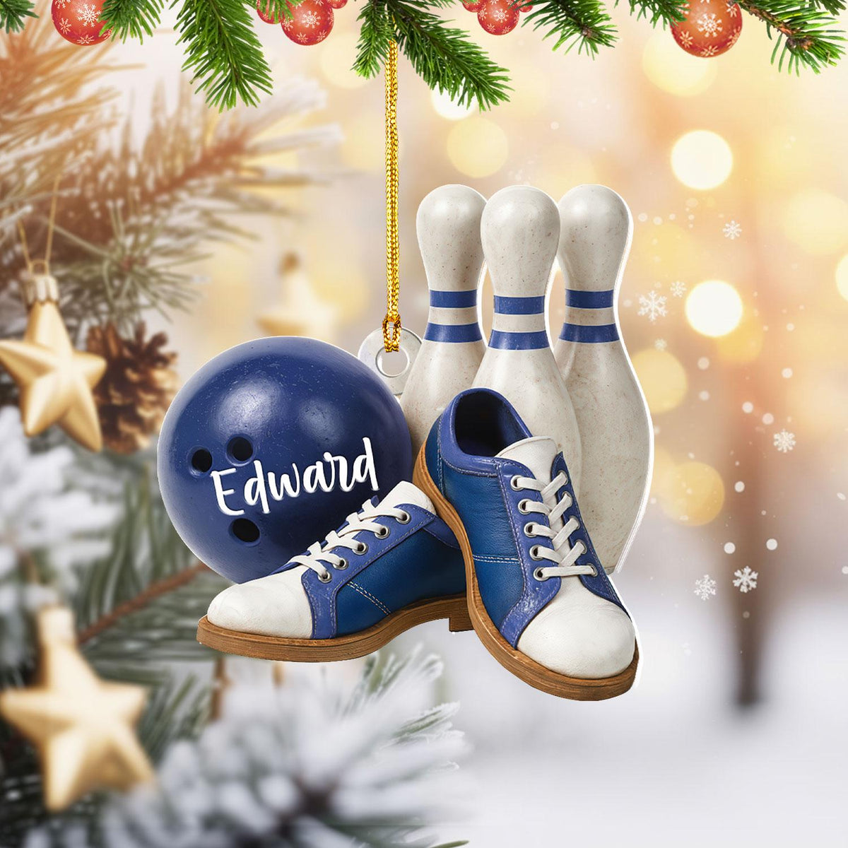 Custom Name Bowling Ornament, Personalized Christmas Gift For Bowling Lover