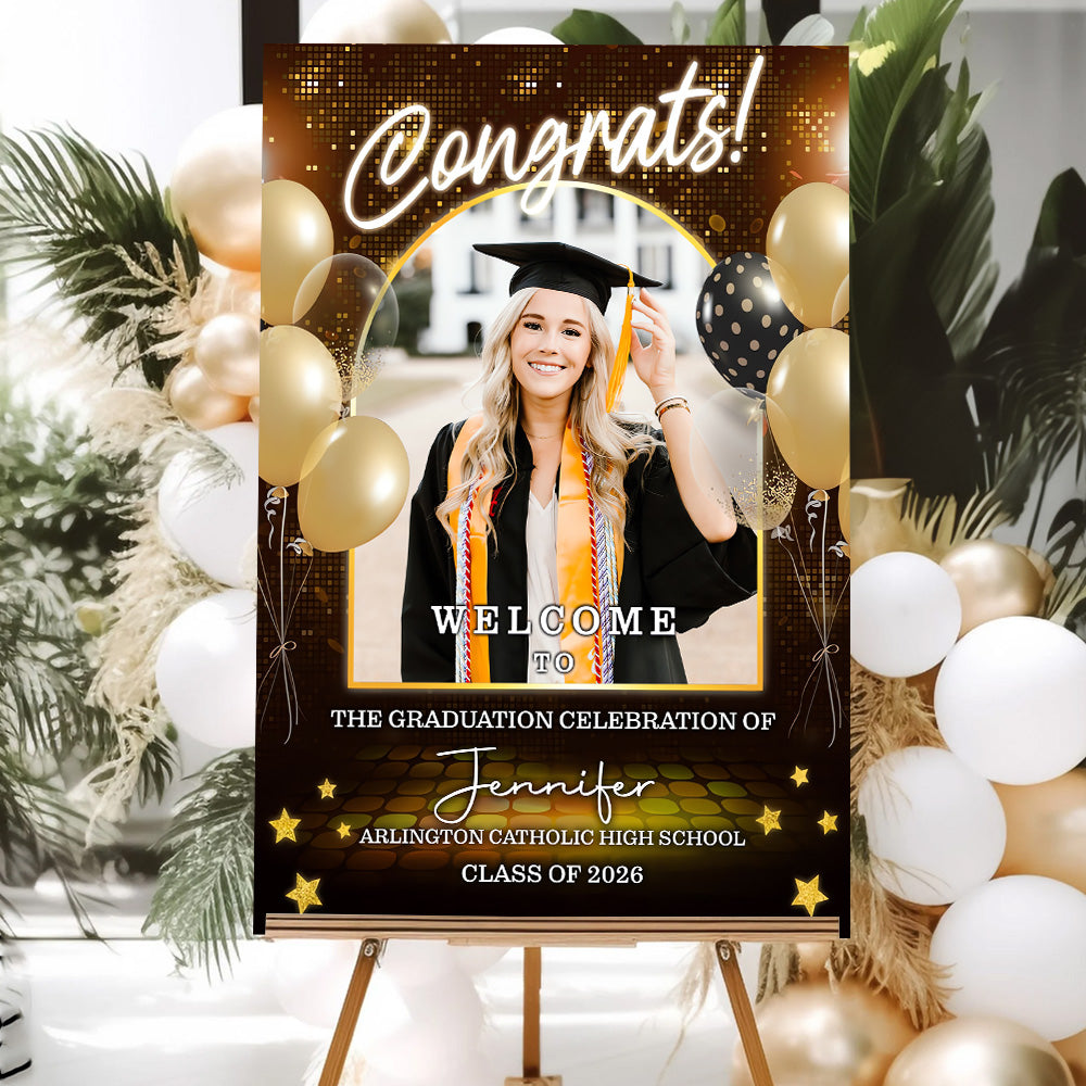 Personalized Graduation Welcome Sign Canvas - Custom Photo Graduation Gifts