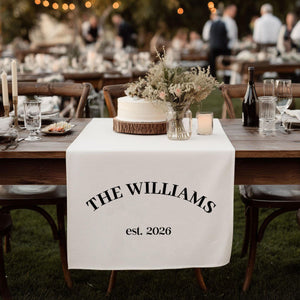 Personalized Family Name Wedding Table Runner, Custom Last Name Sign Banner, Sweetheart Table Decor, Anniversary Gift Idea